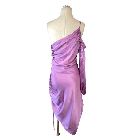 Cinq a Sept Naikta Satin Mini Dress in Violet 14 New Womens Cocktail - Picture 7 of 14